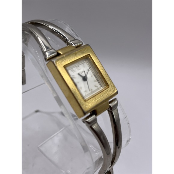 Guess Women's Quartz Watch Silver Gold Two Tone Square Dial 20mm- New Battery‎ - Picture 2 of 7
